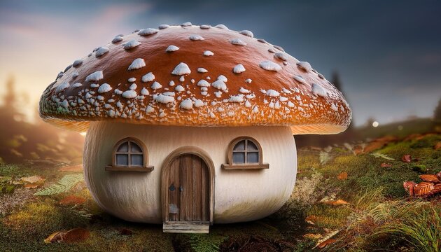 amanita muscaria fly mushroom with beautiful blue aky