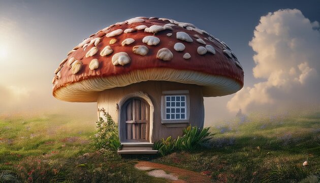 amanita muscaria fly mushroom with beautiful blue aky