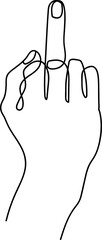 One Line Art Hand Gestures, Middle Finger, Minimalist, Adult Humour, Abstract