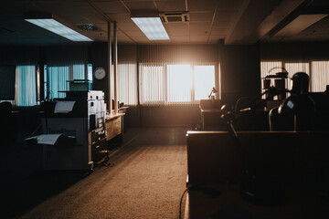 office space in morning sunlight