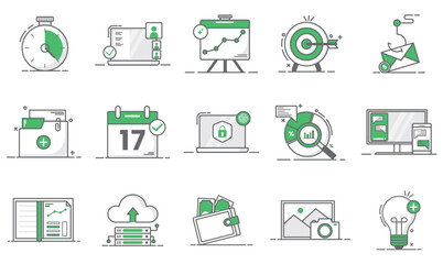 Set of icon company or start up structure organization, linear icon isolated white background.