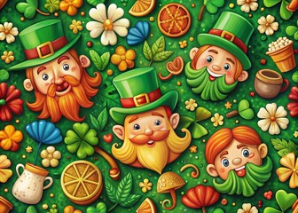 Humorous Irish Meme Scene with Traditional Symbols and Lively Characters Capturing the Spirit of Irish Culture and Wit in a Vibrant, High Depth of Field Setting