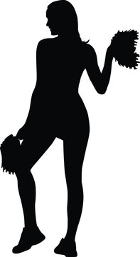 recommend clip art: Cheerleader full body silhouette illustration. Girl pose cheerleading isolated on white.