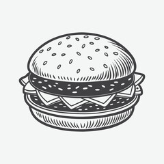 Lentil Burger Silhouette Vector Illustration Isolated on White Background Perfect for Design Projects
