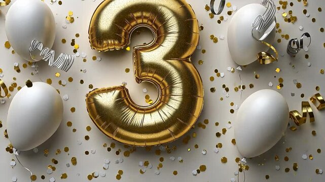 Three anniversary birthday celebration with balloons B