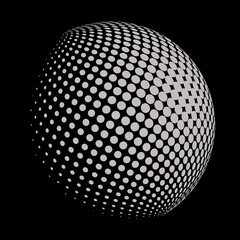 Halftone black and white sphere