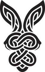 Celtic knotwork rabbit head with looping patterns