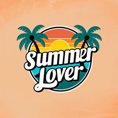 Vibrant summer palm tree silhouettes