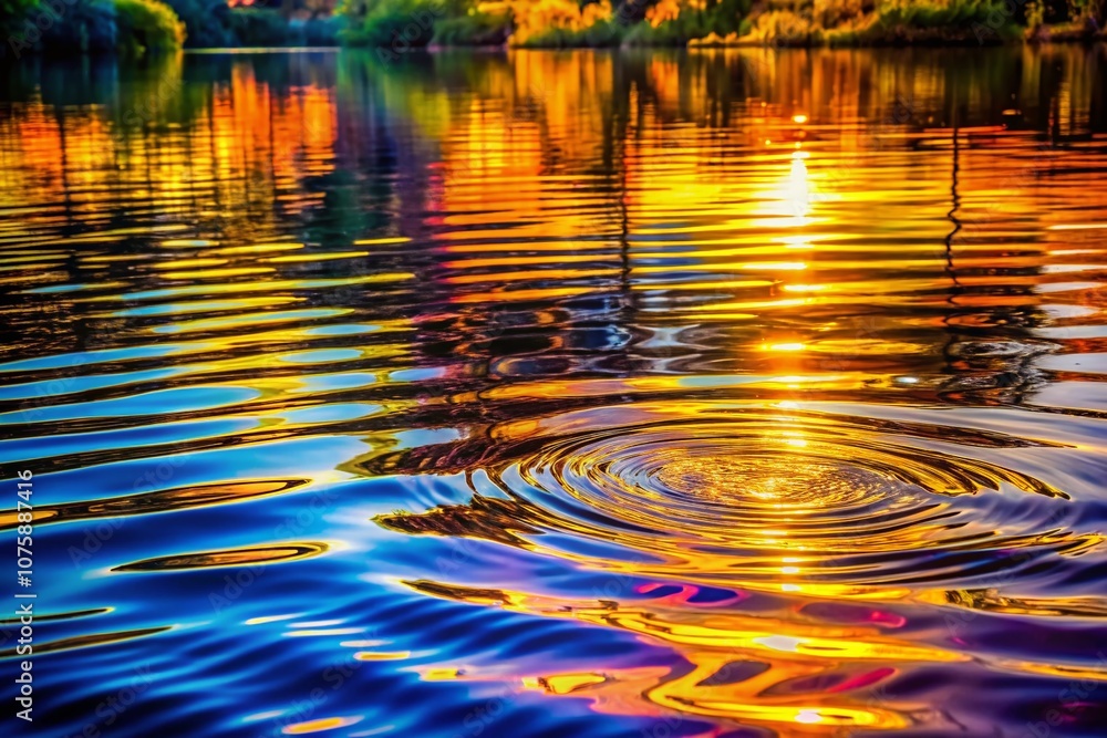 Poster mesmerizing silhouette photography of ripples in a pond creating abstract patterns under soft lighti