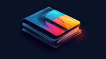 A stylized wallet with a modern design, featuring vibrant colors and a sleek appearance.