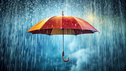 An umbrella on a rainy day, providing protection and shelter, rain, weather, protection, shelter, rainy day, accessory, canopy