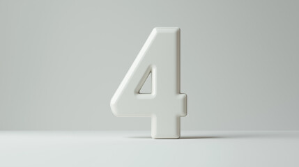 White number four standing on white background representing calculation and order
