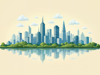 Obraz premium Generated illustration of a futuristic modern city cityscape.