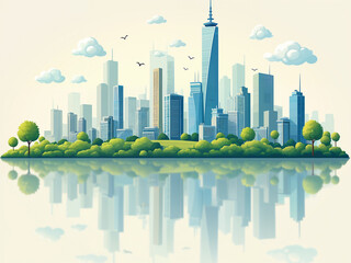 Generated illustration of a futuristic modern city cityscape.