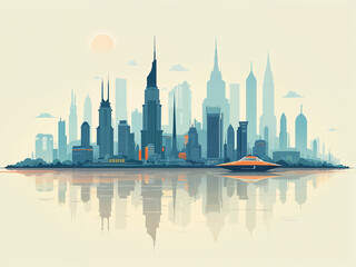 Fototapeta premium Generated illustration of a futuristic modern city cityscape.