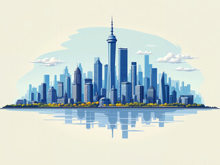 Obraz premium Generated illustration of a futuristic modern city cityscape.