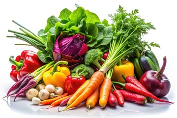 Fresh Vegetables Isolated on White Background for Culinary Art and Healthy Eating, Featuring Colorful Greens, Root Vegetables, and Organic Produce for Stock Photography