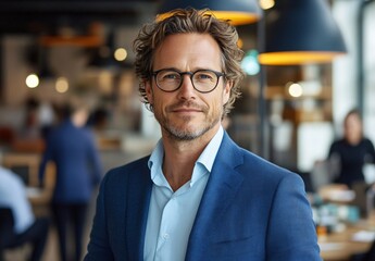 Fototapeta premium Confident Businessman Portrait In Blue Suit