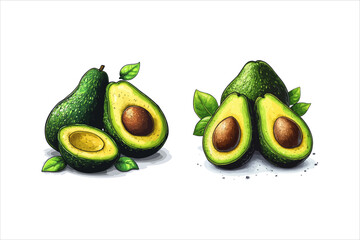 A vector illustration of an avocado in a clipart style. Avocado Vector.