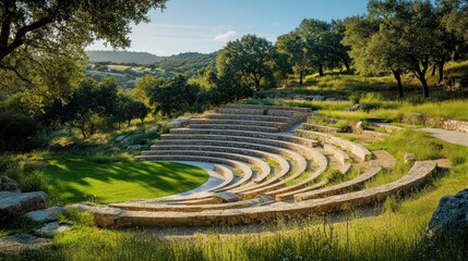 Stone Amphitheater In Scenic Landscape