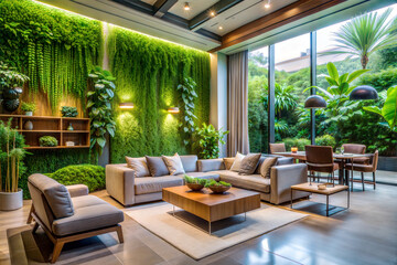 Luxury Living Room with Indoor Garden