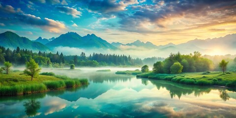 Serene Watercolor Ombre Background: A Tranquil Blend of Soft Blues and Gentle Greens Perfect for Landscapes and Nature Photography