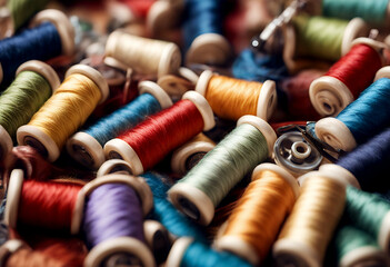 embroidery fiber reel craft needlecraft clothing bobbin fabric sewing fashion textile buttons needlework red thread colorful threads spool needle string design threaded colours