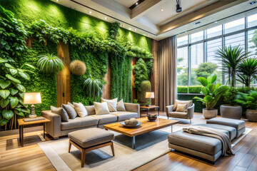 Fototapeta premium Luxury Living Room with Indoor Garden