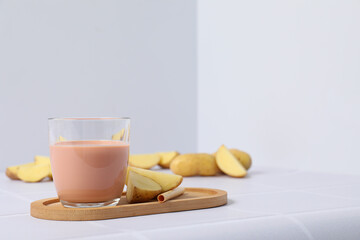 Potato milk, concept of fresh and healthy drink