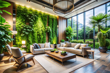 Luxury Living Room with Indoor Garden