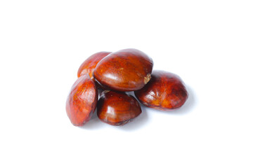 Dogfruit (Archidendron pauciflorum) an Indonesia commonly called djenkol, jengkol or jering isolated on white background. Food Ingredients