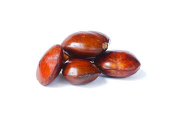 Dogfruit (Archidendron pauciflorum) an Indonesia commonly called djenkol, jengkol or jering isolated on white background. Food Ingredients