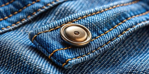 Close up of Levi's Strauss button on blue jeans , Levi's, Strauss, button, blue jeans, close up, denim, American, vintage