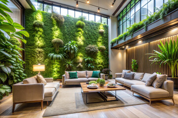 Fototapeta premium Luxury Living Room with Indoor Garden