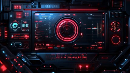 Dark spaceship interior with control panel