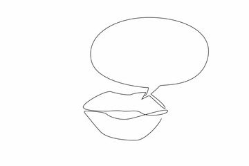 Single continuous line drawing lips with callout. Communication, expression, and the power of words. Act of speaking. Sharing. International Mother Language Day. One line design vector illustration