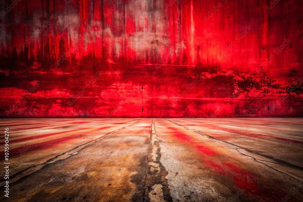 Poster stunning long exposure red grunge textured background with deep concrete patterns for creative desig