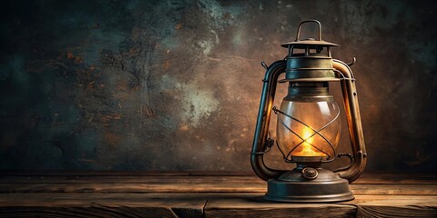 Vintage oil lamp on a dark background, vintage, old fashioned, antique, lighting, kerosene lamp, retro