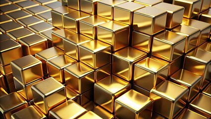 Shiny gold cubes stacked on top of each other, gold, cubes, shiny, metallic, stack, glisten, luxury, precious