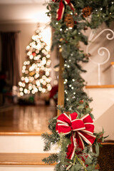 Christmas lights, garland and tree decorations