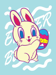easter bunny pop art easter background vector design
