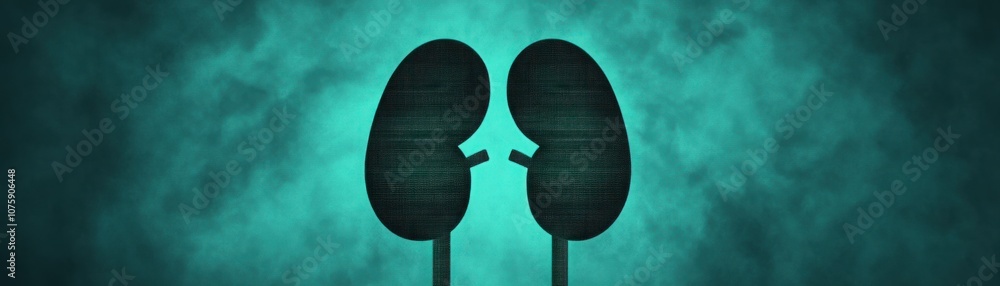 Poster artistic depiction of kidneys surrounded by fog with a unique design element, perfect for medical th