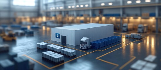 Industrial Warehouse with Delivery Truck