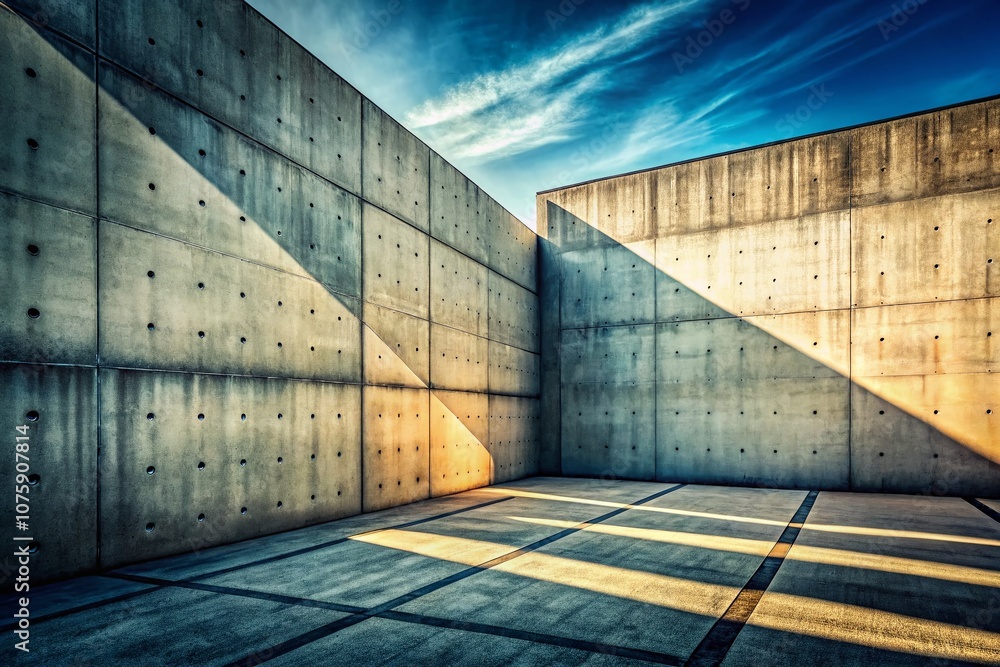 Poster surreal concrete wall with intricate shadow textures creating an abstract background for artistic ex
