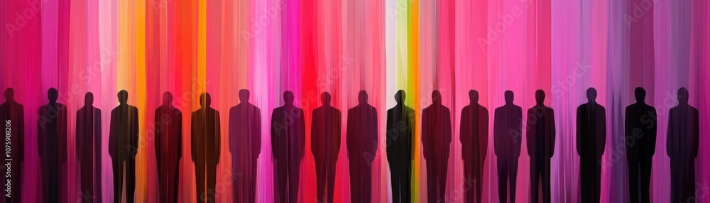 Aufkleber abstract colorful background featuring silhouettes of professionals representing concept of networki