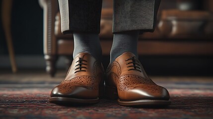 Close-up of Brown Leather Oxfords