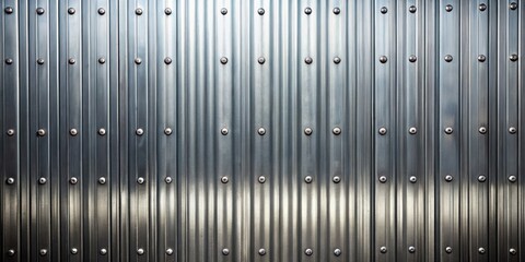 Industrial Silver Metal Wall Texture with Vertical Lines and Rivets, Perfect for Backgrounds and Design Projects, Featuring Copy Space for Text or Graphics