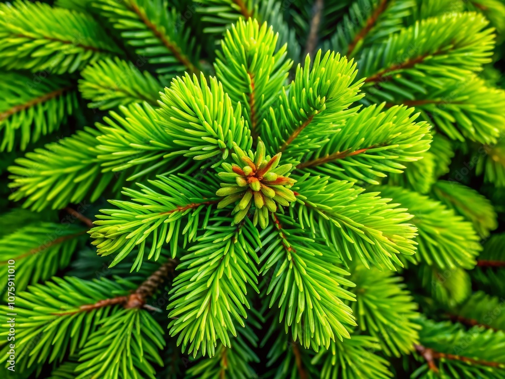 Poster top view of douglas fir tree featuring rich green needles and textured bark captured using the rule 