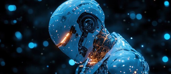 Futuristic Robot in a Digital Realm