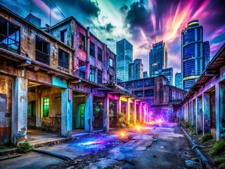 Fototapeta premium Urban Exploration Photography Featuring PNG Ghost Element Set with a Transparent Background for Creative Design Projects and Digital Art Enhancements